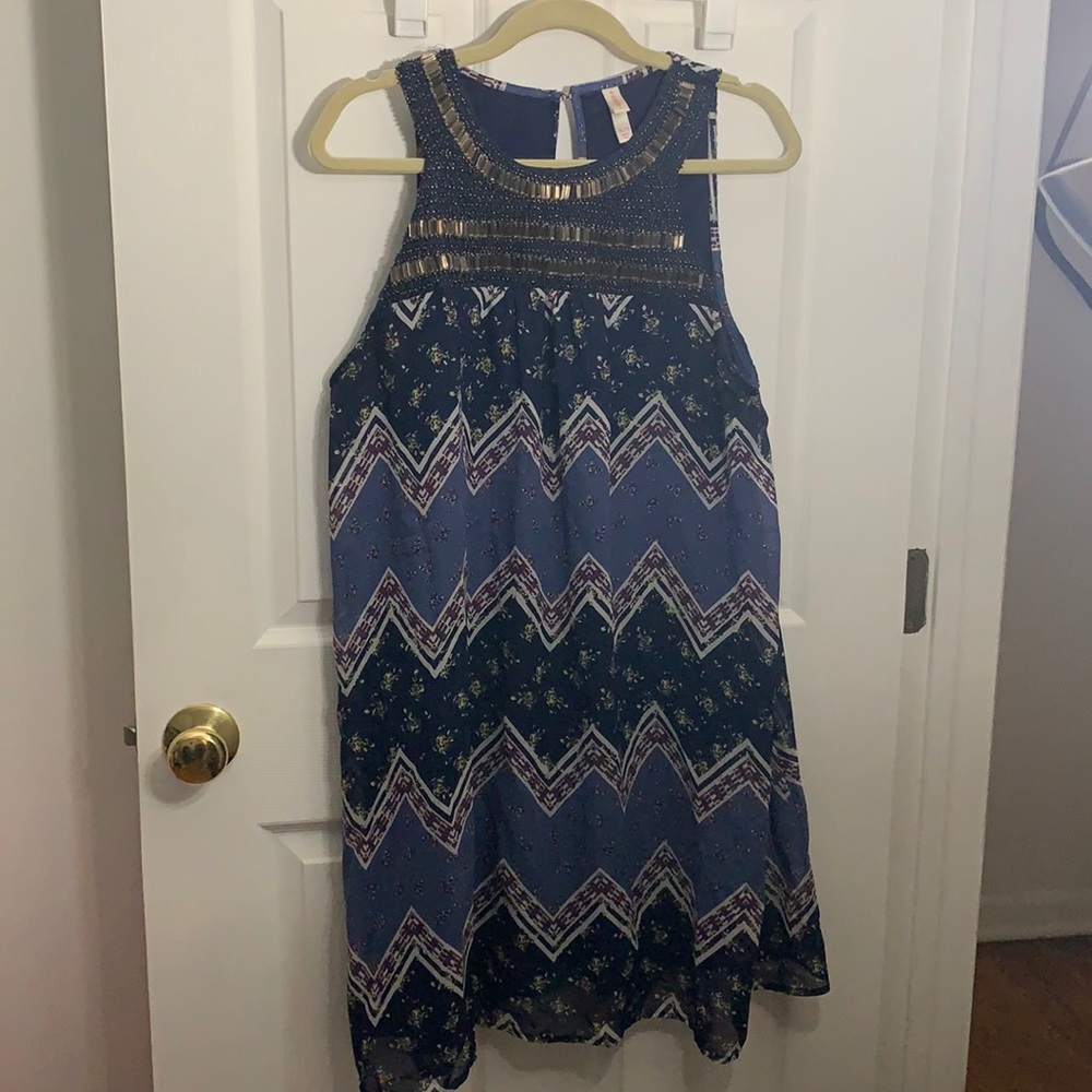 Size XL blue dress with beading at the top